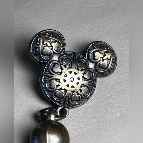 Disney Parks Black and Gold Mickey Icon Head with Tassel Dangle 2017 Disney Pin - Picture 3 of 5